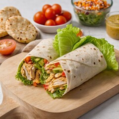 meat, tomato and lettuce burritos