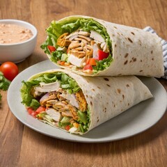 meat, tomato and lettuce burritos