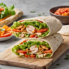 meat, tomato and lettuce burritos