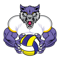 volleyball mascot wolf vector illustration design