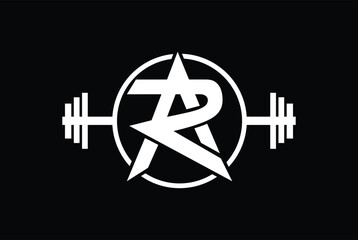 Letter A, R, P, AR, RA, PA, AP, RP, PR, ARP, PRA, RPA, APR OR RAP Logo With barbell shape. Fitness Gym logo.