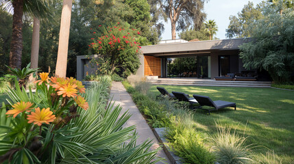 Obraz premium Luxurious Modern Villa with Indoor-Outdoor Living Spaces