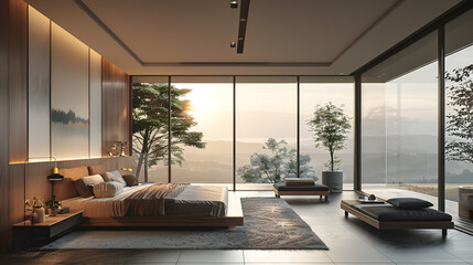 The Luxury Bed Room / Extravagant Luxury Home / Soft Beige with White Walls / Opulent Interior Design in Contemporary Mansion with Expansive Spaces and Designer Furnishings