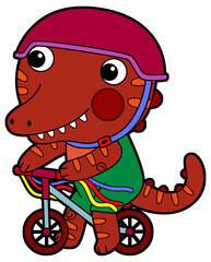 cartoon scene with happy funny dinosaur  dino lizard dragon kid  child having fun playing kindergarten isolated background illustration
