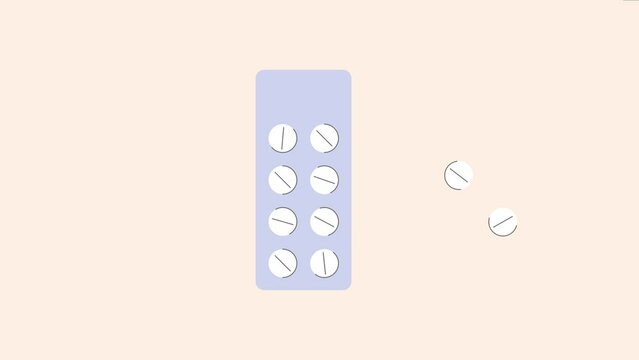 Medical pills animation appears on screen. 4r video