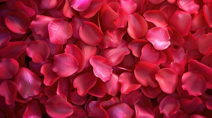 red rose petals as background top view realistic