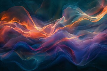 Fototapeta premium Colorful abstract background with waves in blue, orange, purple, red, and black