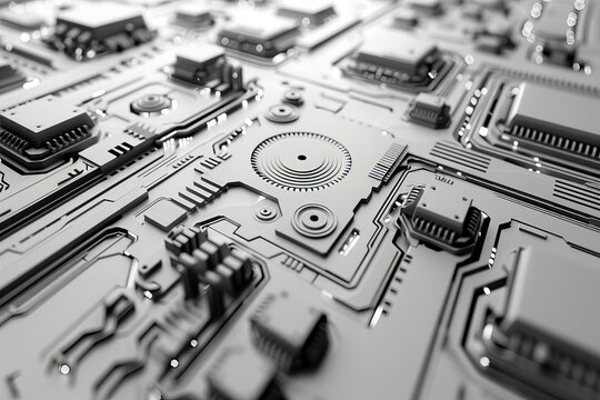 Close-up of computer motherboard with various components