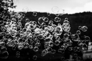 black and white abstract art photography bubbles