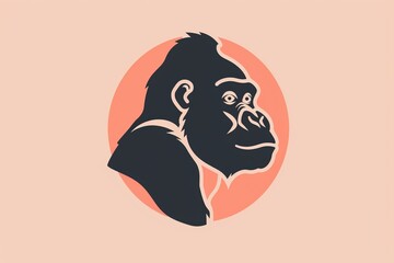 Gorilla icon, featuring a sleek and stylish Gorilla profile against a pale coral background. This design offers a modern and sophisticated touch, suitable for contemporary branding