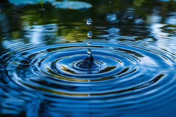 A drop of water falling into a pond
