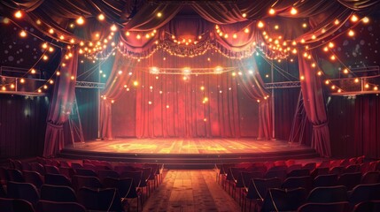scene inside the circus arena stage vintage design realistic