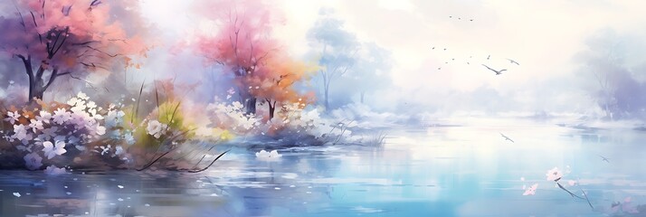 A watercolor splash with calming, serene colors.