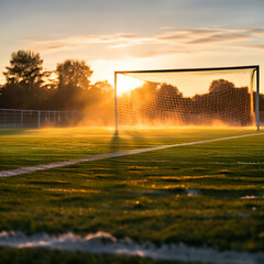 Football pitch sunrise