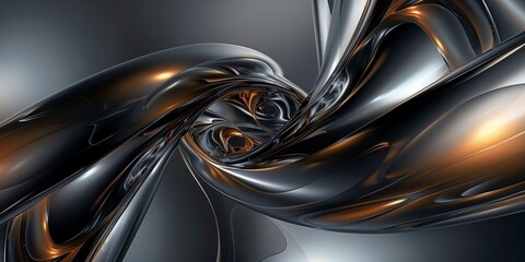 Abstract, Elegant and luxurious black and gold fluid waves on a dark backdrop, perfect for sophisticated digital design