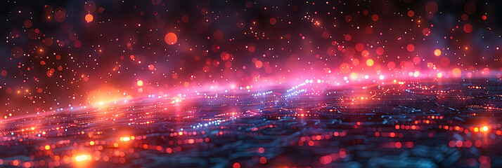Fototapeta premium Neon Tech Abstract Background - Interconnected Circuits and Vibrant Colors