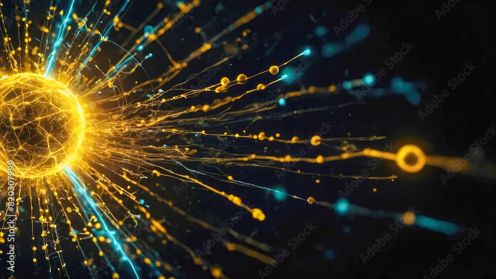 Poster abstract technology concept. network connection structure with glowing particles