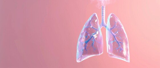 3d illustration of healthy lungs in plain background.