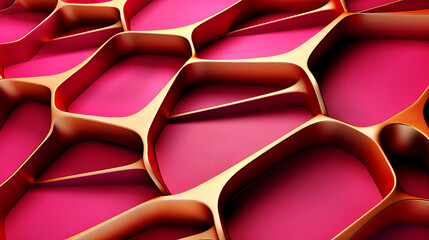 Pink and gold 3D abstract background. Seamless pattern template.