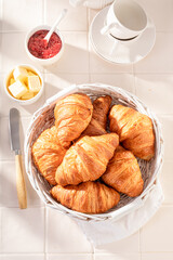 Tasty and fresh french croissants for lunch.