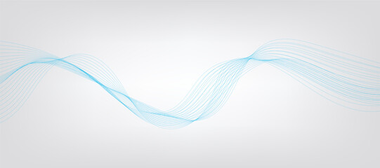 Vector abstract blue background with dynamic blue waves, lines and particles.	