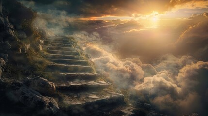 stairway to heaven HD 8K wallpaper Stock Photographic Image realistic