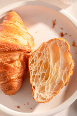 Homemade and sweet french croissants for lunch.