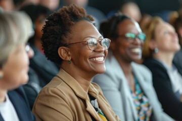 Obraz premium Group of smiling businesspeople welcoming corporate trainer, express gratitude to business coach after educational seminar in office conference room, clap hands showing appreciation for received skill