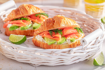 Golden and healthy french croissant made of puff pastry.