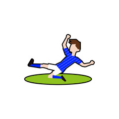 スライディングをするサッカー選手02_サッカー日本代表フィールダー13黒フチ