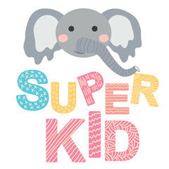 Cute face of an animal with lettering. Scandinavian style and pastel palette. baby posters, cards, clothes, childrens rooms