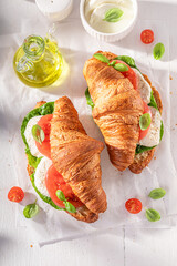 Healthy and tasty french croissant for breakfast.