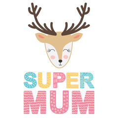 Cute face of an animal with lettering. Scandinavian style and pastel palette. baby posters, cards, clothes, childrens rooms