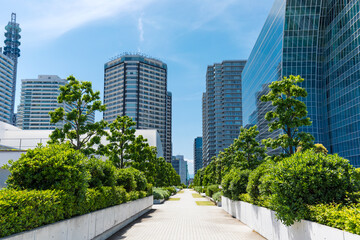 (神奈川県ｰ都市風景)青空のみなとみらい都市風景３