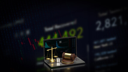 The libra on notebook  for law concept 3d rendering.