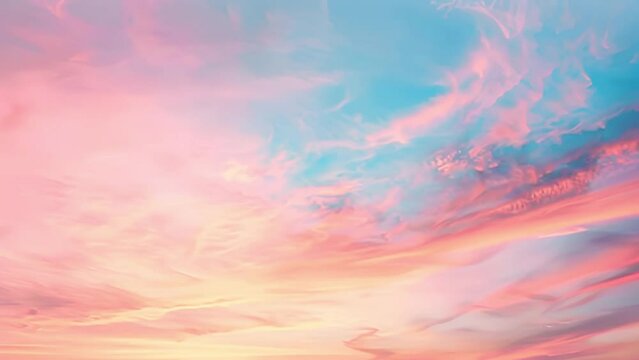 Serene sunset sky painted in soft pastel hues of pink, blue, and orange, perfect for backgrounds, wallpapers, or creative design projects that require a calming color palette