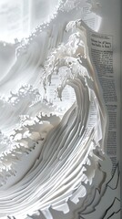 Intricate paper art depicting a wave with detailed curves and textures, highlighting the beauty of handcraft and creativity in design.