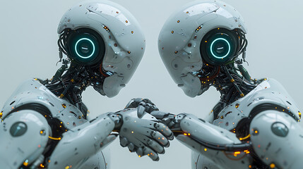 Fototapeta premium Sophisticated Robot Partnership: Advanced Technology in Action