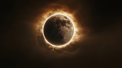 Naklejka premium Like a celestial pearl in a sea of darkness the moon is encircled by a perfect ring of light.
