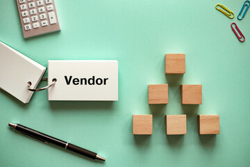 There is word card with the word Vendor. It is as an eye-catching image.