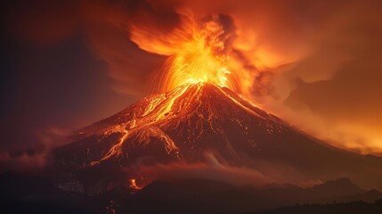 In the midst of chaos the fiery volcano remains a majestic and powerful force of nature.