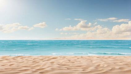 Obraz premium Empty sand beach for product display, backdrop with copy space