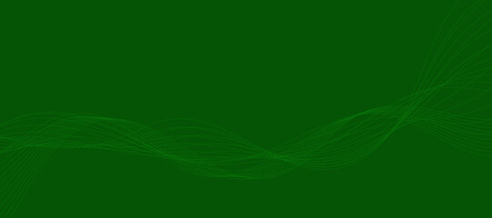 Vector abstract green background with dynamic green waves, lines.	
