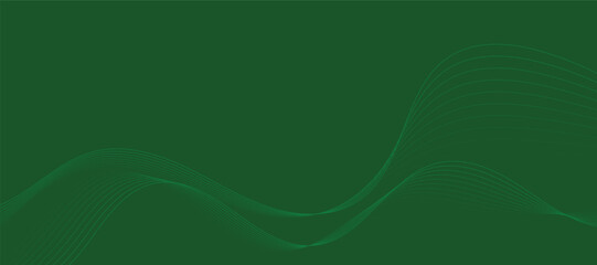 Vector abstract green background with dynamic green waves, lines.	
