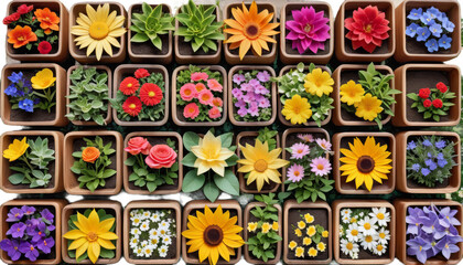 many outdoors different pots wooden garden flowers aromatherapy backyard barn center color image colourful colours composition copy space daisy dirt discovery environmental gardening glove ground