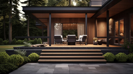 Inviting Tranquility: The Modern Marvel of Contemporary Styling Unveiled Through the Captivating Entry Porch of Architectural Elegance and Timeless Sophistication