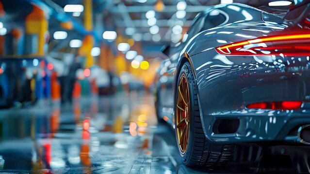 Car in a car repair shop on the background of the workshop, maintenance concept