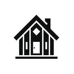 Minimalist house logo silhouette on white background