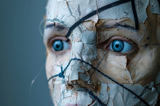 Cosmetic Catastrophes: Disastrous Facial Procedures Unveiled. Female face with bandage