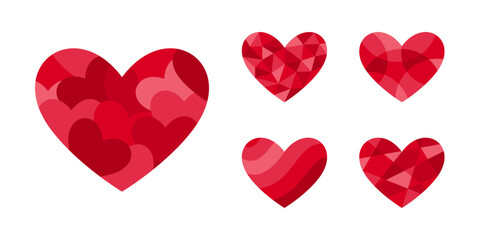 Vector hearts set for wedding and valentine design. Collection of heart icon, love symbol vector with red colors.
